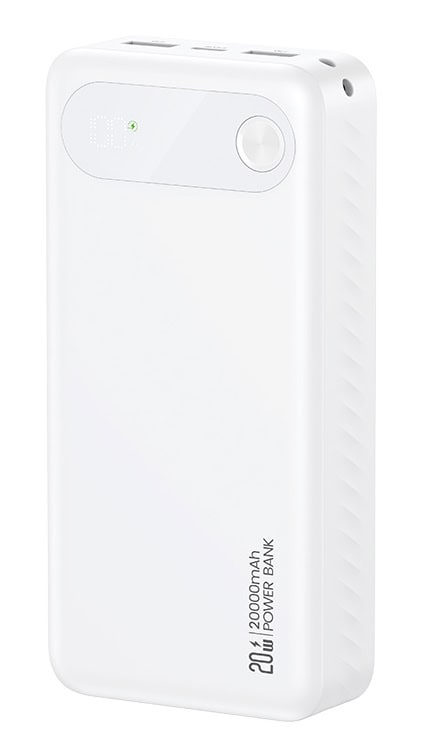 20KCD25102 USAMS power bank CD251 με οθόνη, 3x θύρες εξόδου, 20000mAh, PD20W, λευκό - Image 1