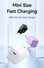 USAMS φορτιστής τοίχου US-CC186, USB-C θύρα εξόδου, 30W PD, μωβ - Image 2