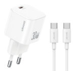USAMS φορτιστής τοίχου CC262 με καλώδιο USB-C, 30W, GaN, λευκός