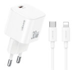 USAMS φορτιστής τοίχου CC262 με καλώδιο Lightning, 30W, GaN, λευκός