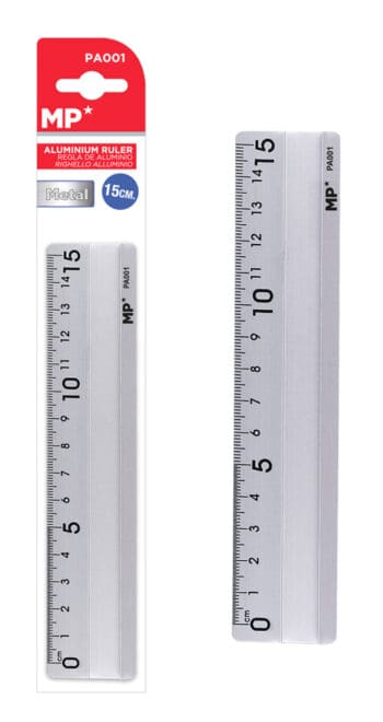 MP μεταλλικός χάρακας PA001, 15cm, ασημί