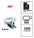 MP mini συρραπτικό PA636P με ανταλλακτικά, 24/6 - 26/6, 10 φύλλα, γαλάζιο - Image 2