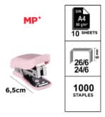 MP mini συρραπτικό PA636P με ανταλλακτικά, 24/6 - 26/6, 10 φύλλα, ροζ - Image 2