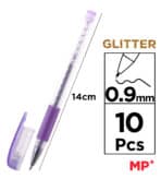 MP σετ στυλό διαρκείας ballpoint PE105 με glitter, 0.9mm, διάφορα χρώματα, 10τμχ - Image 2
