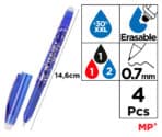 MP σετ στυλό διαρκείας PE217-4, erasable, 0.7mm, διάφορα χρώματα, 4τμχ - Image 2