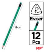 MP χρωματιστές ξυλομπογιές PP823 με γόμα, τρίγωνες, 12τμχ - Image 2