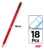 MP χρωματιστές ξυλομπογιές PP824 με γόμα, τρίγωνες, 18τμχ - Image 2