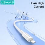 USAMS καλώδιο Lightning σε USB SJ762, 2.4A 12W, 480Mbps, 1m, λευκό - Image 2