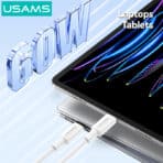 USAMS καλώδιο USB-C SJ763, 60W, 480Mbps, 1m, λευκό - Image 2