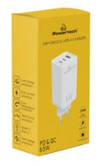 Powertech Φορτιστής Χωρίς Καλώδιο με Θύρα USB-A και 2 Θύρες USB-C 65W Power Delivery / Quick Charge 4.0 Λευκός (PT-1094) - Image 4