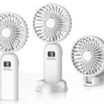 BRUNO φορητός ανεμιστήρας χειρός επαναφορτιζόμενος BRN-0236, με βάση, λευκός-γκρι