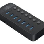 ORICO USB hub CT2U3-7AB με διακόπτες, 7x θυρών, USB 3.0, 5Gbps, USB σύνδεση, μαύρο