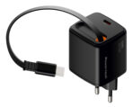 POWERTECH φορτιστής τοίχου PT-1571 με πτυσσόμενο καλώδιο, USB-C, 30W, GaN, μαύρος - Image 2
