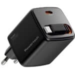 POWERTECH φορτιστής τοίχου PT-1571 με πτυσσόμενο καλώδιο, USB-C, 30W, GaN, μαύρος