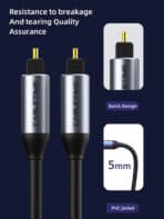 CABLETIME καλώδιο ήχου Toslink CT-AV380-P04GN, gold plated, 5mm, 2m, μαύρο - Image 2