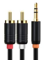 CABLETIME καλώδιο ήχου 3.5mm σε 2x RCA CT-AV314-P12G, 0.5m, μαύρο