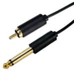 CABLETIME καλώδιο ήχου 6.35mm σε RCA AV323-11RCAG, 1.8m, μαύρο