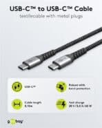 GOOBAY καλώδιο USB-C 79559, 60W, 480Mbps, 0.15m, μαύρο - Image 2