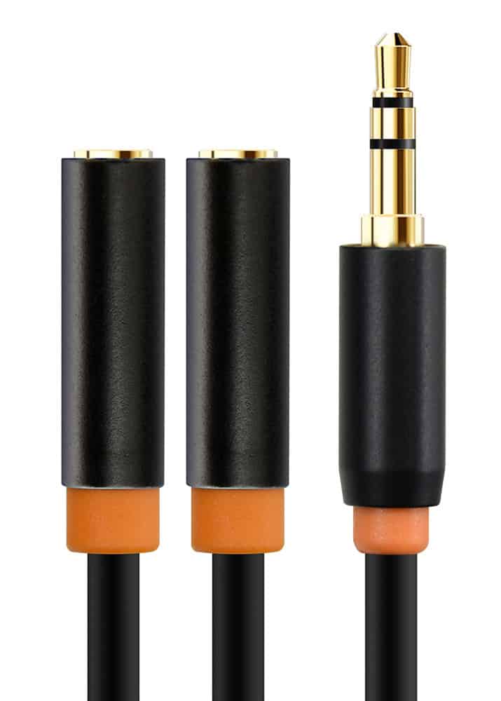 AV309-P12G-B0.2 CABLETIME καλώδιο ήχου 3.5mm σε 2x 3.5mm CT-AV309-P12G, 20cm, μαύρο - Image 1