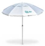 BRUNO ομπρέλα παραλίας αλουμινίου SOL-BAY BRN-0287, 2.2 μέτρων, ασημένια επίστρωση με UV προστασία UPF 50+, αντιανεμικός σκελετός Fiberglass, ρυθμιζόμενο ύψος & κλίση, φορητή με θήκη μεταφοράς