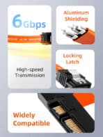 CABLETIME καλώδιο SATA III CT-SATA3R, γωνιακό, 6Gbps, 0.50m, πορτοκαλί - Image 2