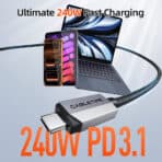 CABLETIME καλώδιο USB-C CT-USB4V2, USB4, 240W, 80Gbps, 8K/60Hz, 1m, μαύρο - Image 2