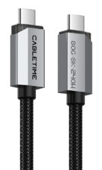 CABLETIME καλώδιο USB-C CT-USB4V2, USB4, 240W, 80Gbps, 8K/60Hz, 1m, μαύρο