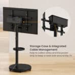 BRATECK βάση τηλεόρασης δαπέδου FS38-46TWE, 37-86", έως 50kg, με ράφι & cable management, ροδάκια, μαύρη - Image 2