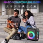 JYX φορητό ηχείο MS75 με 2x μικρόφωνα & ασύρματο χειριστήριο, 15W, 6000mah, RGB φωτισμός, μαύρο - Image 2