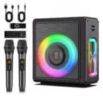 JYX φορητό ηχείο MS75 με 2x μικρόφωνα & ασύρματο χειριστήριο, 15W, 6000mah, RGB φωτισμός, μαύρο