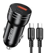 KAKUSIGA φορτιστής αυτοκινήτου KSC-1714 με καλώδιο USB-C, USB/USB-C, 60W, μαύρος
