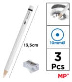 MP ξυλομπογιά PA1102 με ξύστρα, 5mm μύτη, στρογγυλό, λευκό, 2τμχ - Image 2