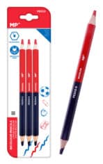 MP ξυλομπογιά με διπλή μύτη PE305, 5mm μύτη, εξάγωνο, μπλε/κόκκινο, 3τμχ