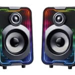 POWERTECH ηχεία PT-1575 με RGB φωτισμό, 2x 5W, Bluetooth & USB/USB-C, μαύρα