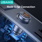 USAMS φορτιστής αυτοκινήτου CC322, USB & USB-C, 30W, πορτοκαλί - Image 2