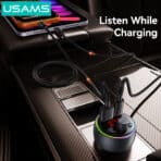 USAMS FM transmitter & φορτιστής CC328, USB/USB-C, 30W, Bluetooth, μαύρο - Image 2