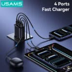 USAMS φορτιστής τοίχου CC330, 2x USB & 2x USB-C, 40W, GaN, μαύρος - Image 2