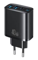 USAMS φορτιστής τοίχου CC330, 2x USB & 2x USB-C, 40W, GaN, μαύρος