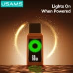 USAMS καλώδιο USB-C SJ773, 60W, 480Mbps, 1.2m, πορτοκαλί - Image 2