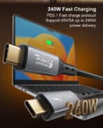 LDNIO καλώδιο USB-C TC-11c, 240W, 40Gbps, 8K/60Hz, 1m, μαύρο - Image 2