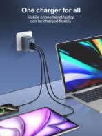 LDNIO φορτιστής τοίχου Q7 με καλώδιο USB-C, USB/Lightning/2x USB-C, GaN, 65W, μπλε - Image 2