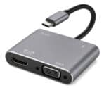 POWERTECH docking station CAB-UC101, 4 θυρών, USB-C, 4K, 100W, γκρι