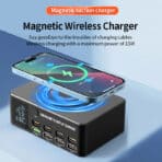 POWERTECH σταθμός φόρτισης PT-1625, 4x USB/4x USB-C/wireless, 140W, μαύρος - Image 2