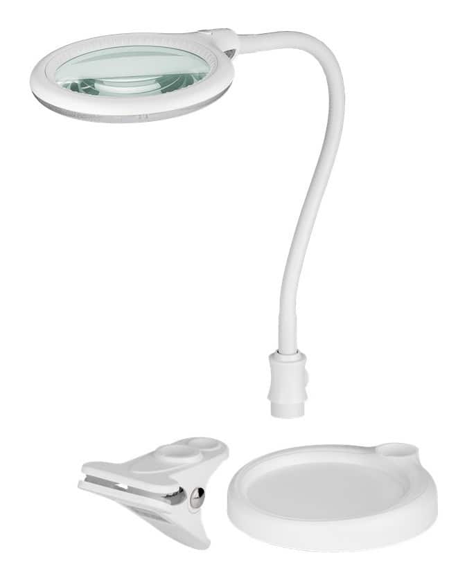 60359 GOOBAY μεγεθυντικός φακός 60359 με κλιπ & βάση, LED, 3 διόπτρες, λευκός - Image 1