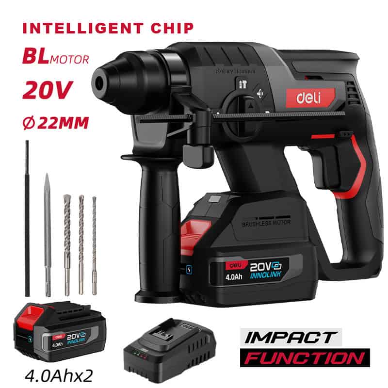 DE-DC20-2D4 DELI κρουστικό σκαπτικό μπαταρίας DE-DC20-2D4, Brushless, 20V, 2x 4Ah, 2J - Image 1