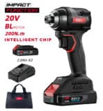 DELI παλμικό κατσαβίδι μπαταρίας DE-QZ20-1D2, Brushless, 20V, 2x 2Ah, 200N.m