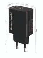 POWERTECH φορτιστής τοίχου PT-1637 με καλώδιο, USB/USB-C, 20W, μαύρος - Image 2