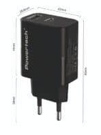 POWERTECH φορτιστής τοίχου PT-1638 με καλώδιο, USB/USB-C, 30W, GaN, μαύρος - Image 2